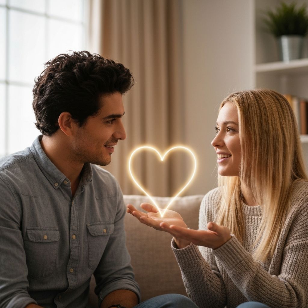 Couple having meaningful conversation about relationship